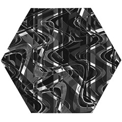 Black And White Intricate Geometric Print Wooden Puzzle Hexagon by dflcprintsclothing