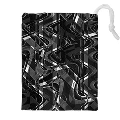 Black And White Intricate Geometric Print Drawstring Pouch (5xl)