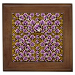 Gold Plates With Magic Flowers Raining Down Framed Tile by pepitasart