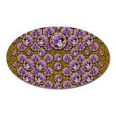 Gold Plates With Magic Flowers Raining Down Oval Magnet