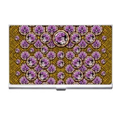 Gold Plates With Magic Flowers Raining Down Business Card Holder by pepitasart