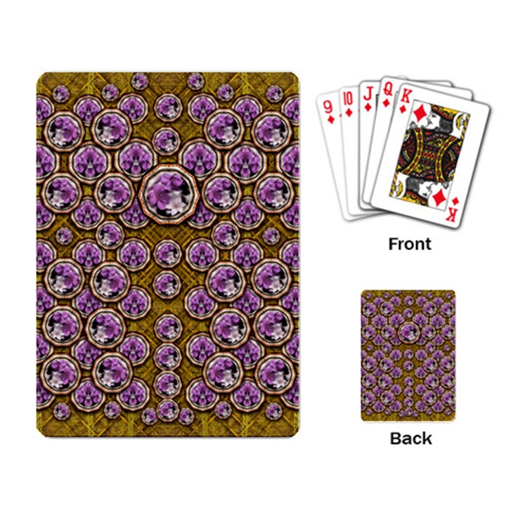 Gold Plates With Magic Flowers Raining Down Playing Cards Single Design (Rectangle)