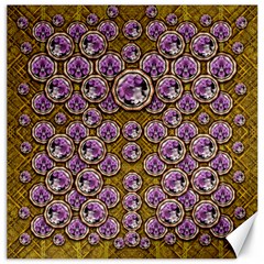 Gold Plates With Magic Flowers Raining Down Canvas 16  X 16  by pepitasart