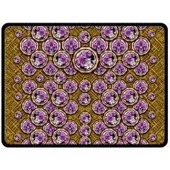 Gold Plates With Magic Flowers Raining Down Double Sided Fleece Blanket (large)  by pepitasart