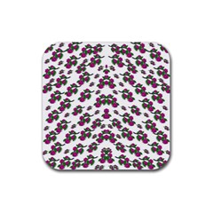 Sakura Blossoms On White Color Rubber Coaster (square)  by pepitasart