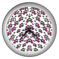 Sakura Blossoms On White Color Wall Clock (silver) by pepitasart