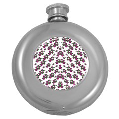 Sakura Blossoms On White Color Round Hip Flask (5 Oz) by pepitasart