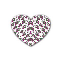 Sakura Blossoms On White Color Rubber Coaster (heart)  by pepitasart