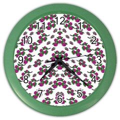 Sakura Blossoms On White Color Color Wall Clock by pepitasart