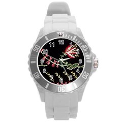 Peace Flower Round Plastic Sport Watch (l) by DeneWestUK