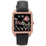 Peace Flower Rose Gold Leather Watch  Front