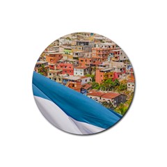 Santa Ana Hill, Guayaquil Ecuador Rubber Coaster (round)  by dflcprintsclothing