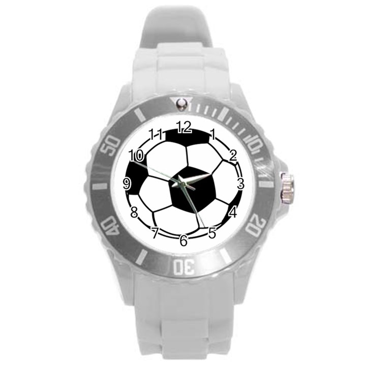 Soccer Lovers Gift Round Plastic Sport Watch (L)