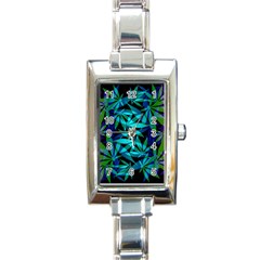 420 Ganja Pattern, Weed Leafs, Marihujana In Colors Rectangle Italian Charm Watch