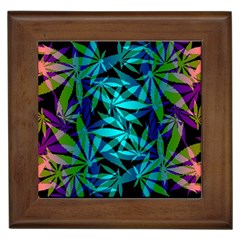 420 Ganja Pattern, Weed Leafs, Marihujana In Colors Framed Tile by Casemiro