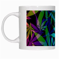 420 Ganja Pattern, Weed Leafs, Marihujana In Colors White Mugs