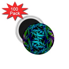 420 Ganja Pattern, Weed Leafs, Marihujana In Colors 1 75  Magnets (100 Pack) 