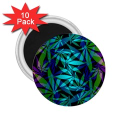 420 Ganja Pattern, Weed Leafs, Marihujana In Colors 2 25  Magnets (10 Pack)  by Casemiro