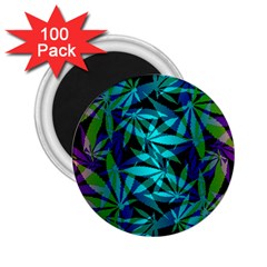 420 Ganja Pattern, Weed Leafs, Marihujana In Colors 2 25  Magnets (100 Pack)  by Casemiro