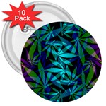 420 ganja pattern, weed leafs, marihujana in colors 3  Buttons (10 pack)  Front