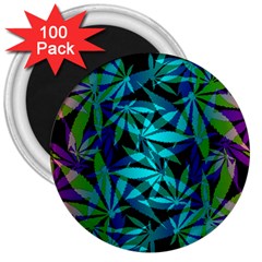 420 Ganja Pattern, Weed Leafs, Marihujana In Colors 3  Magnets (100 Pack) by Casemiro