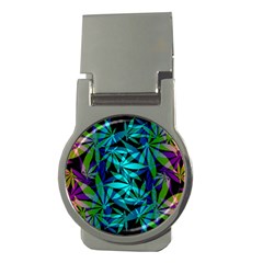 420 Ganja Pattern, Weed Leafs, Marihujana In Colors Money Clips (round) 