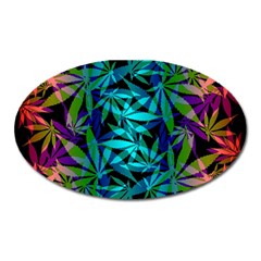 420 Ganja Pattern, Weed Leafs, Marihujana In Colors Oval Magnet by Casemiro