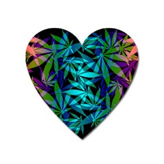 420 Ganja Pattern, Weed Leafs, Marihujana In Colors Heart Magnet