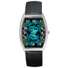 420 Ganja Pattern, Weed Leafs, Marihujana In Colors Barrel Style Metal Watch by Casemiro