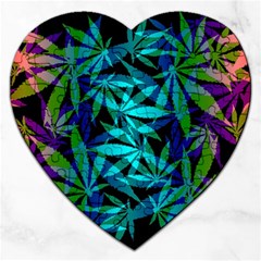 420 Ganja Pattern, Weed Leafs, Marihujana In Colors Jigsaw Puzzle (heart)