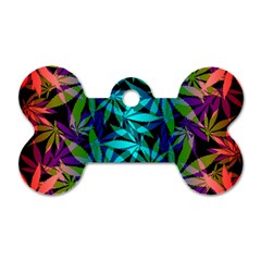 420 Ganja Pattern, Weed Leafs, Marihujana In Colors Dog Tag Bone (two Sides) by Casemiro