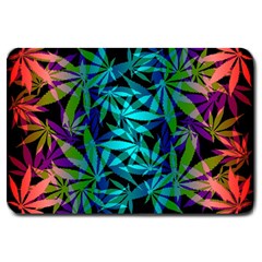 420 Ganja Pattern, Weed Leafs, Marihujana In Colors Large Doormat  by Casemiro