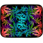 420 ganja pattern, weed leafs, marihujana in colors Double Sided Fleece Blanket (Mini)  35 x27  Blanket Back