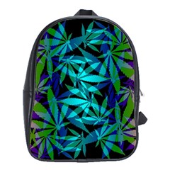 420 Ganja Pattern, Weed Leafs, Marihujana In Colors School Bag (large)