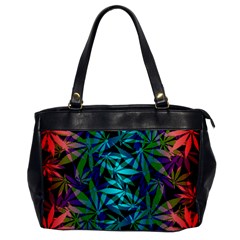 420 Ganja Pattern, Weed Leafs, Marihujana In Colors Oversize Office Handbag by Casemiro