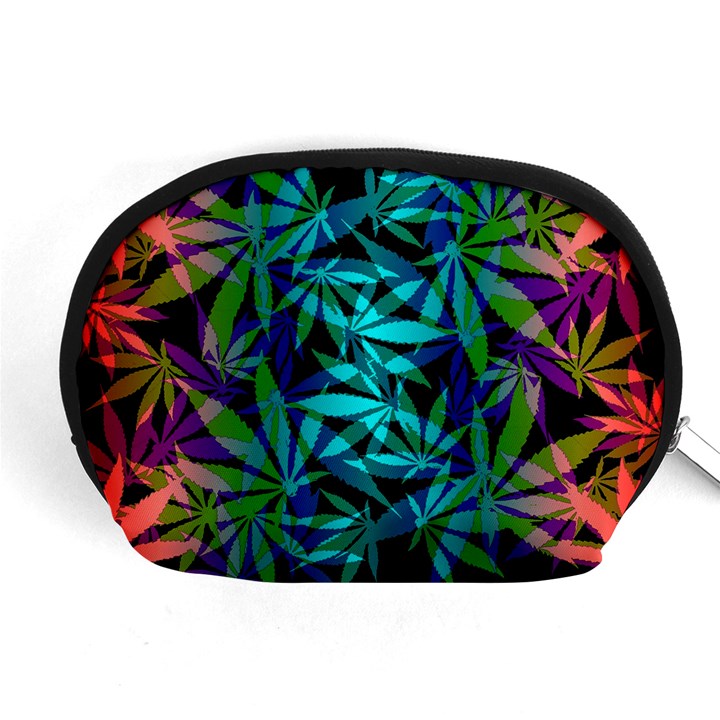 420 ganja pattern, weed leafs, marihujana in colors Accessory Pouch (Medium)