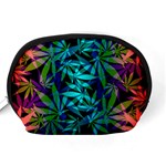 420 ganja pattern, weed leafs, marihujana in colors Accessory Pouch (Medium) Back