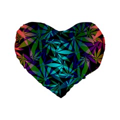 420 Ganja Pattern, Weed Leafs, Marihujana In Colors Standard 16  Premium Flano Heart Shape Cushions