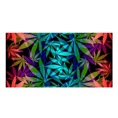 420 Ganja Pattern, Weed Leafs, Marihujana In Colors Satin Shawl