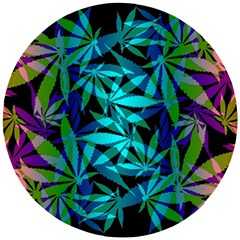 420 Ganja Pattern, Weed Leafs, Marihujana In Colors Wooden Puzzle Round by Casemiro