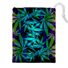 420 Ganja Pattern, Weed Leafs, Marihujana In Colors Drawstring Pouch (5xl)