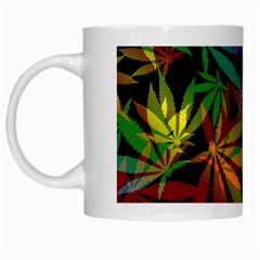 Ganja In Rainbow Colors, Weed Pattern, Marihujana Theme White Mugs