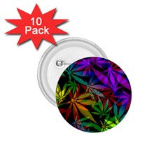 Ganja In Rainbow Colors, Weed Pattern, Marihujana Theme 1 75  Buttons (10 Pack)