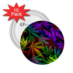 Ganja In Rainbow Colors, Weed Pattern, Marihujana Theme 2 25  Buttons (10 Pack)  by Casemiro