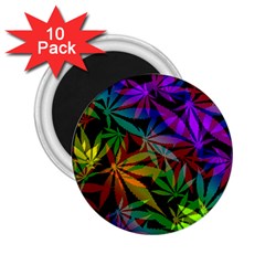 Ganja In Rainbow Colors, Weed Pattern, Marihujana Theme 2 25  Magnets (10 Pack)  by Casemiro