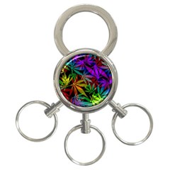 Ganja In Rainbow Colors, Weed Pattern, Marihujana Theme 3-ring Key Chain by Casemiro