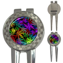 Ganja In Rainbow Colors, Weed Pattern, Marihujana Theme 3-in-1 Golf Divots