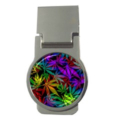 Ganja In Rainbow Colors, Weed Pattern, Marihujana Theme Money Clips (round)  by Casemiro