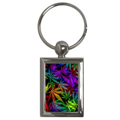 Ganja In Rainbow Colors, Weed Pattern, Marihujana Theme Key Chain (rectangle) by Casemiro