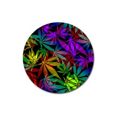 Ganja In Rainbow Colors, Weed Pattern, Marihujana Theme Magnet 3  (round) by Casemiro